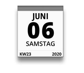 Kalender für Samstag, 6. JUNI 2020 (Woche 23)