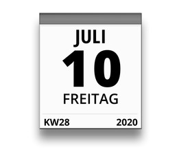 Kalender für Freitag, 10. JULI 2020 (Woche 28)