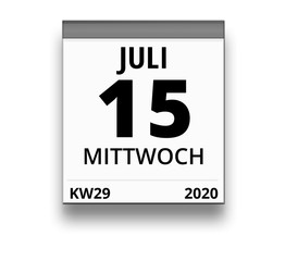 Kalender für Mittwoch, 15. JULI 2020 (Woche 29)