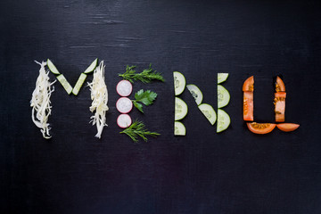 Design logo, symbol for vegetarian, healthy menu. Modern style.