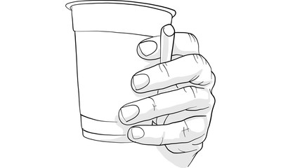 hand holding cup and cigarette vector