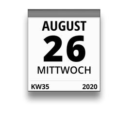 Kalender für Mittwoch, 26. AUGUST 2020 (Woche 35)