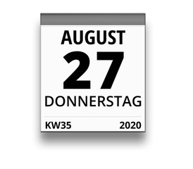 Kalender für Donnerstag, 27. AUGUST 2020 (Woche 35)