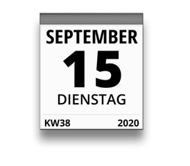 Kalender für Dienstag, 15. SEPTEMBER 2020 (Woche 38)
