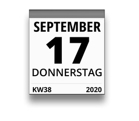 Kalender für Donnerstag, 17. SEPTEMBER 2020 (Woche 38)