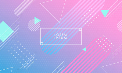 Colorful blue and pink geometric background with abstract figures 