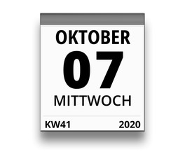 Kalender für Mittwoch, 7. OKTOBER 2020 (Woche 41)