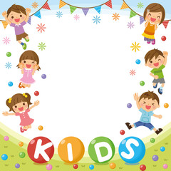 Naklejka premium 子供たちのフレーム「KIDS」