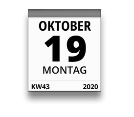 Kalender für Montag, 19. OKTOBER 2020 (Woche 43)