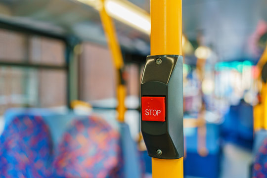 Interior view of a bus with the stop ring
