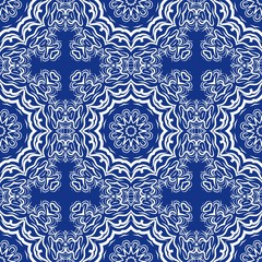 pattern with geometric color elegant ornament, design for print fabric, bandana. vector illustration. blue tone