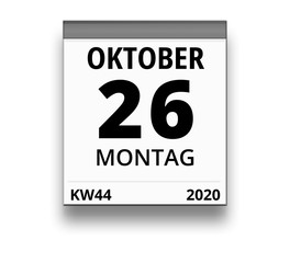 Kalender für Montag, 26. OKTOBER 2020 (Woche 44)