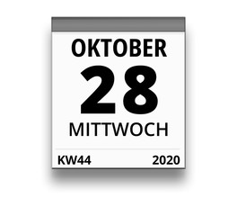 Kalender für Mittwoch, 28. OKTOBER 2020 (Woche 44)