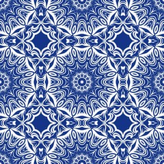 Floral Geometric Pattern with hand-drawing Mandala. Vector super illustration. For fabric, textile, bandana, scarg, transcendental print