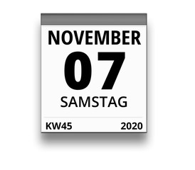 Kalender für Samstag, 7. NOVEMBER 2020 (Woche 45)