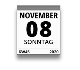 Kalender für Sonntag, 8. NOVEMBER 2020 (Woche 45)