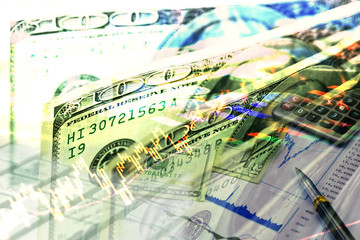 Money investment and stock graph of stock market