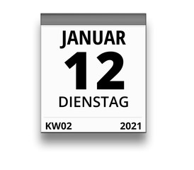 Kalender für Dienstag, 12. JANUAR 2021 (Woche 02)