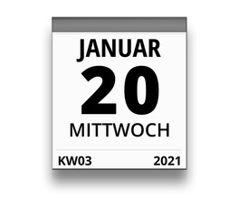 Kalender für Mittwoch, 20. JANUAR 2021 (Woche 03)
