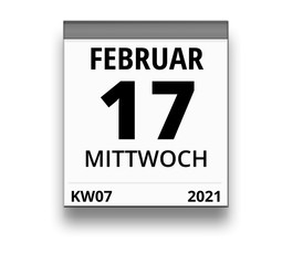 Kalender für Mittwoch, 17. FEBRUAR 2021 (Woche 07)