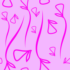 Vector geometric pattern made from plant violet elements on a pink background.