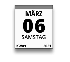 Kalender für Samstag, 6. MÄRZ 2021 (Woche 09)