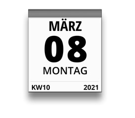 Kalender für Montag, 8. MÄRZ 2021 (Woche 10)