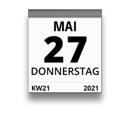 Kalender für Donnerstag, 27. MAI 2021 (Woche 21)