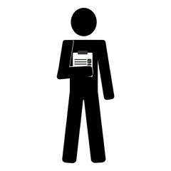 delivery worker with checklist silhouette