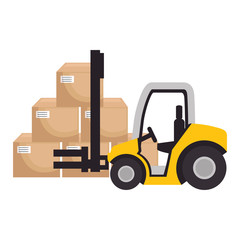 forklift with pile carton boxes