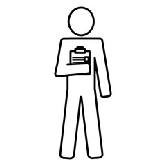 delivery worker with checklist silhouette