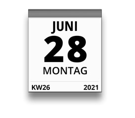 Kalender für Montag, 28. JUNI 2021 (Woche 26)