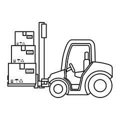 forklift with pile carton boxes