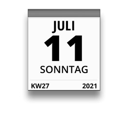 Kalender f&uuml;r Sonntag, 11. JULI 2021 (Woche 27)