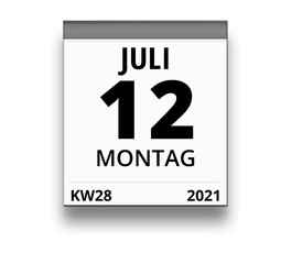 Kalender für Montag, 12. JULI 2021 (Woche 28)