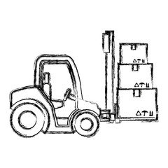 forklift with pile carton boxes