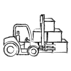 forklift with pile carton boxes