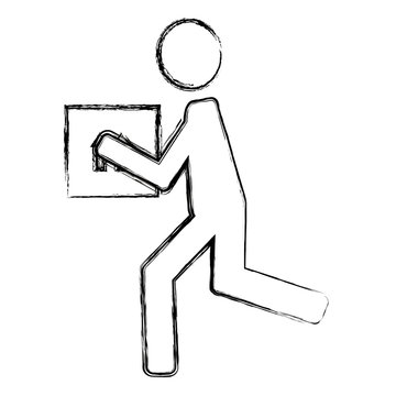recommend clip art: delivery worker lifting box silhouette