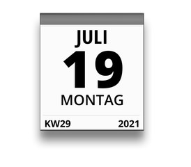 Kalender für Montag, 19. JULI 2021 (Woche 29)