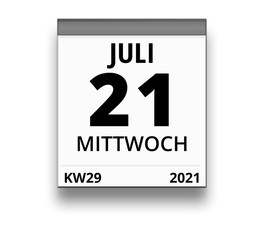 Kalender für Mittwoch, 21. JULI 2021 (Woche 29)