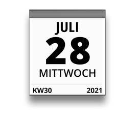 Kalender für Mittwoch, 28. JULI 2021 (Woche 30)