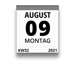Kalender für Montag, 9. AUGUST 2021 (Woche 32)