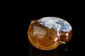 Brown white transparent stone, shape of a heart