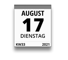 Kalender für Dienstag, 17. AUGUST 2021 (Woche 33)