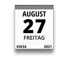 Kalender für Freitag, 27. AUGUST 2021 (Woche 34)