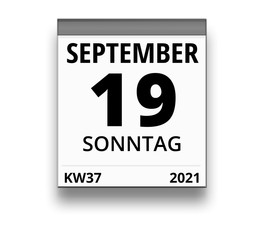 Obraz premium Kalender für Sonntag, 19. SEPTEMBER 2021 (Woche 37)