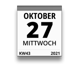 Kalender für Mittwoch, 27. OKTOBER 2021 (Woche 43)