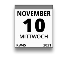 Kalender für Mittwoch, 10. NOVEMBER 2021 (Woche 45)