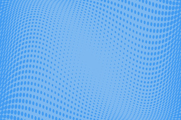 Blue wave halftone pattern. Pop art style. Digital gradient. Vector illustration