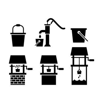 Water well icon set
